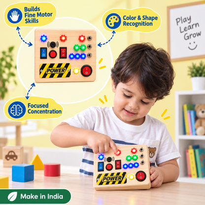 SkillSwitch Wooden Light Up Busy Board