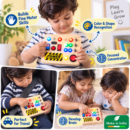 SkillSwitch Wooden Light Up Busy Board